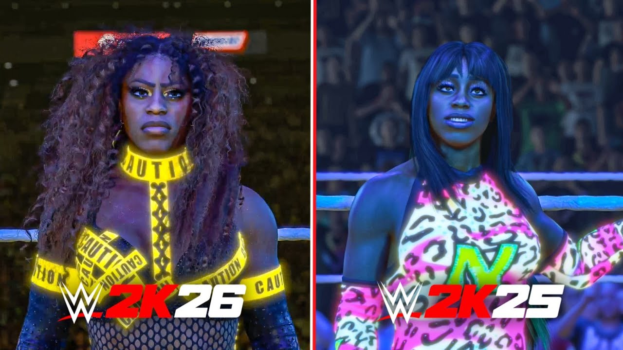 WWE 2K26 vs WWE 2K25 Official Naomi Entrance Comparison!