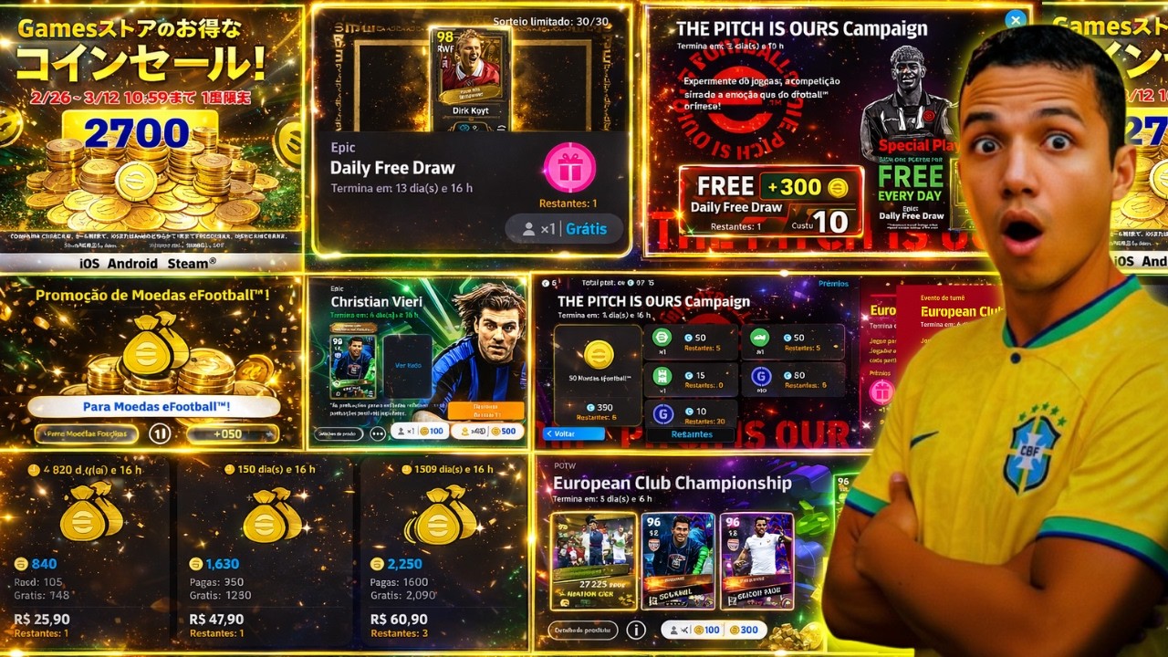 🚨 GANHE UM ÉPICO GRÁTIS! 😱 Nova Campanha + Giros Grátis | NOVIDADES  eFootball 2026