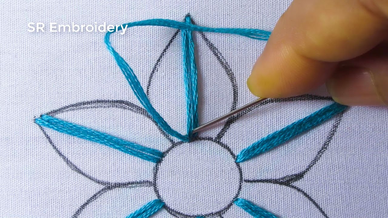 Modern Hand Embroidery Super Easy Buttonhole Stitch Variation Flower Design Easy Sewing Tutorial