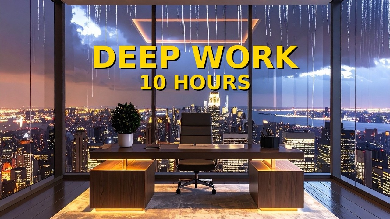 Luxury Penthouse Study – Rainy Manhattan Night | 10 Hours Deep Work Ambience (4K)