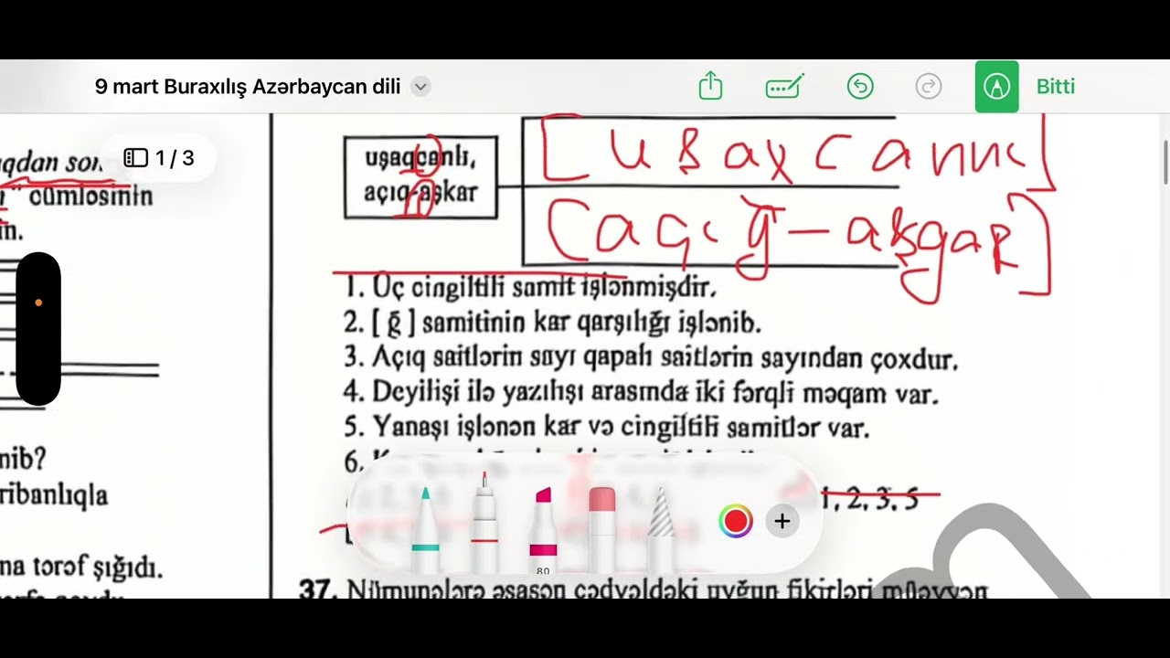 9 Mart - Buraxılış imtahanı - Azərbaycan dili suallarının izahı 