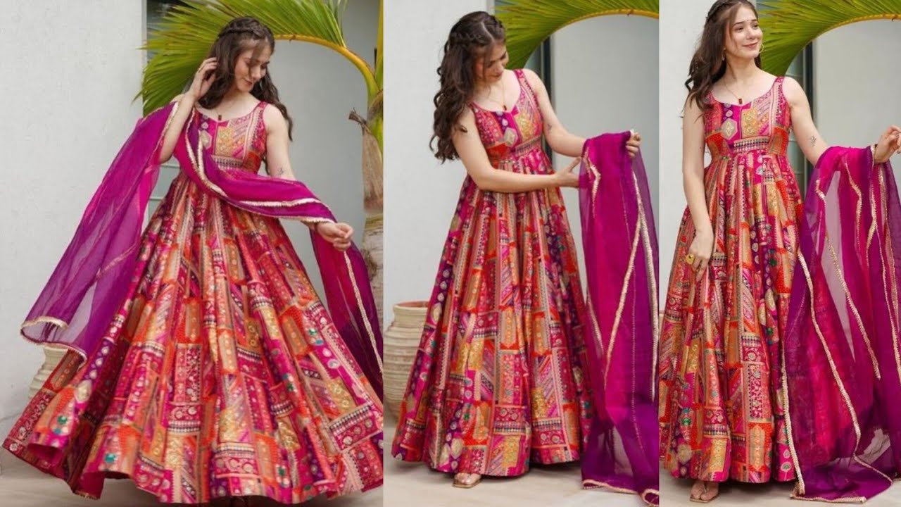 Panel Long Anarkali Kurti/Dress Cutting And Stitching/Kalidar Anarkali Frock/Suit/Full Flair Gown 