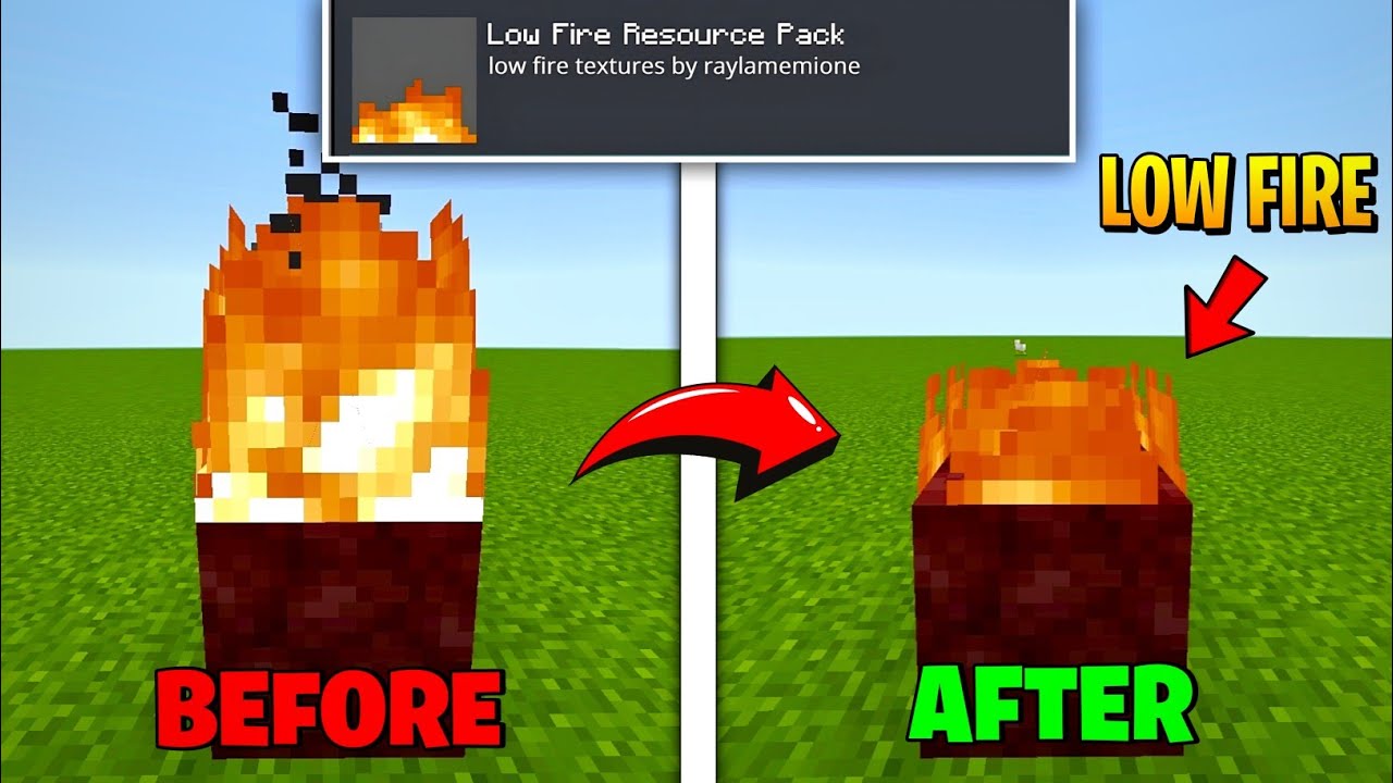 Low Fire Texture Pack for Minecraft PE 1.21+ | Best Low Fire Addon for MCPE!