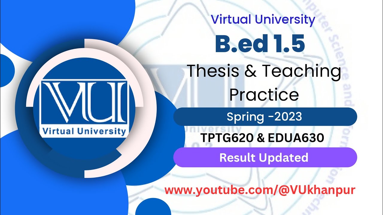 B.ed 1.5 | TPTG620 & EDUA630 Result Updated | Virtual University | Spring 2023 Final Result | VU