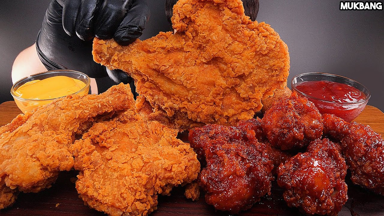 жареная курица и сырный шарик Fried Chicken & BBQ Chicken Cheese ball Eating ASMR MUKBANG