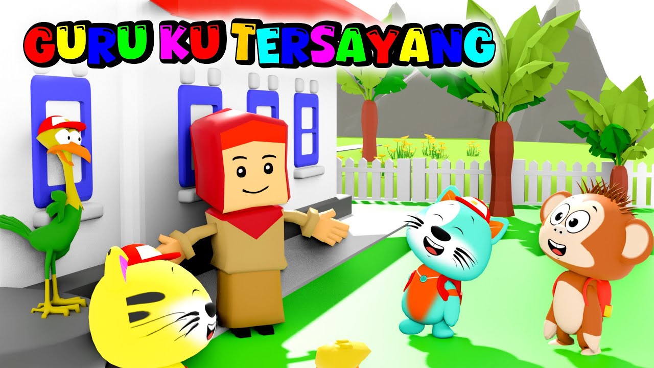 Lagu Anak - Guruku Tersayang | Versi Kartun Kucing Lucu