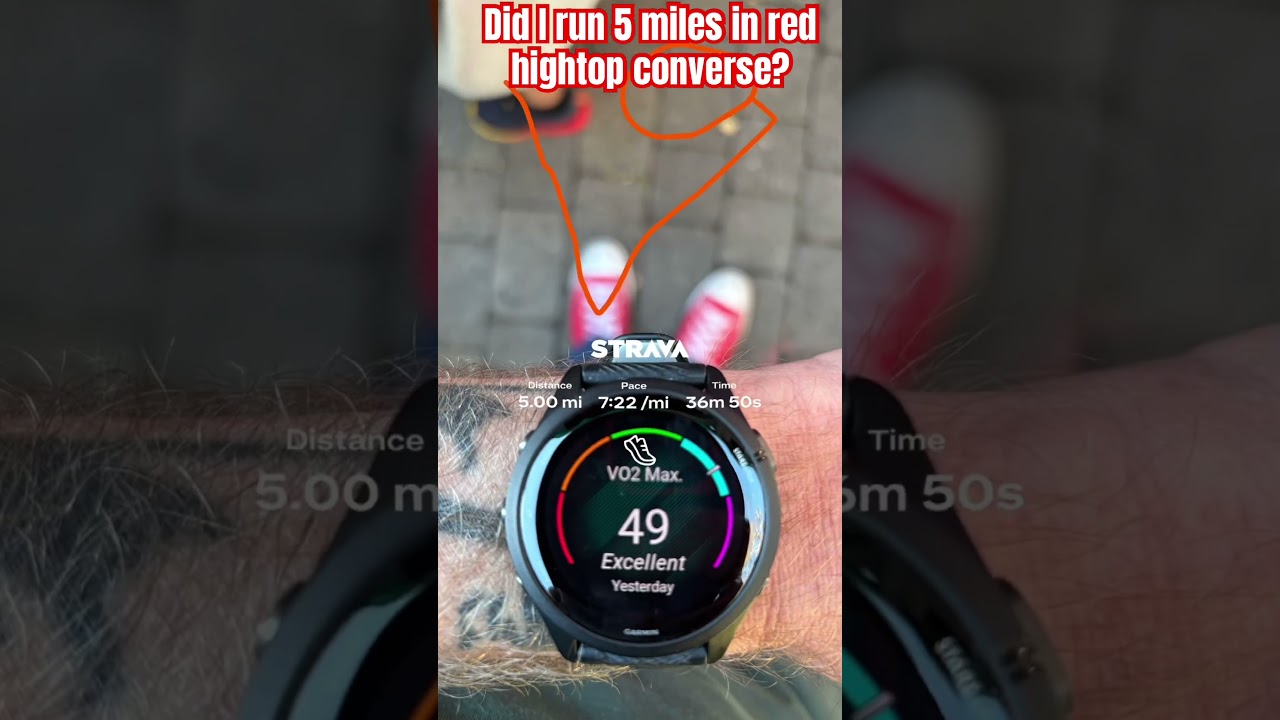 Did I run 5 miles in red high top converse? 