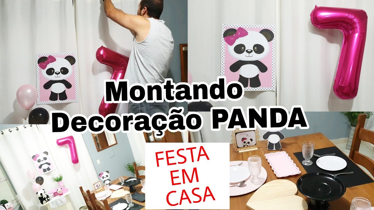 DECORAÇÃO DE FESTA PANDA PASSO A PASSO / Festa de Aniversário Simples em Casa.