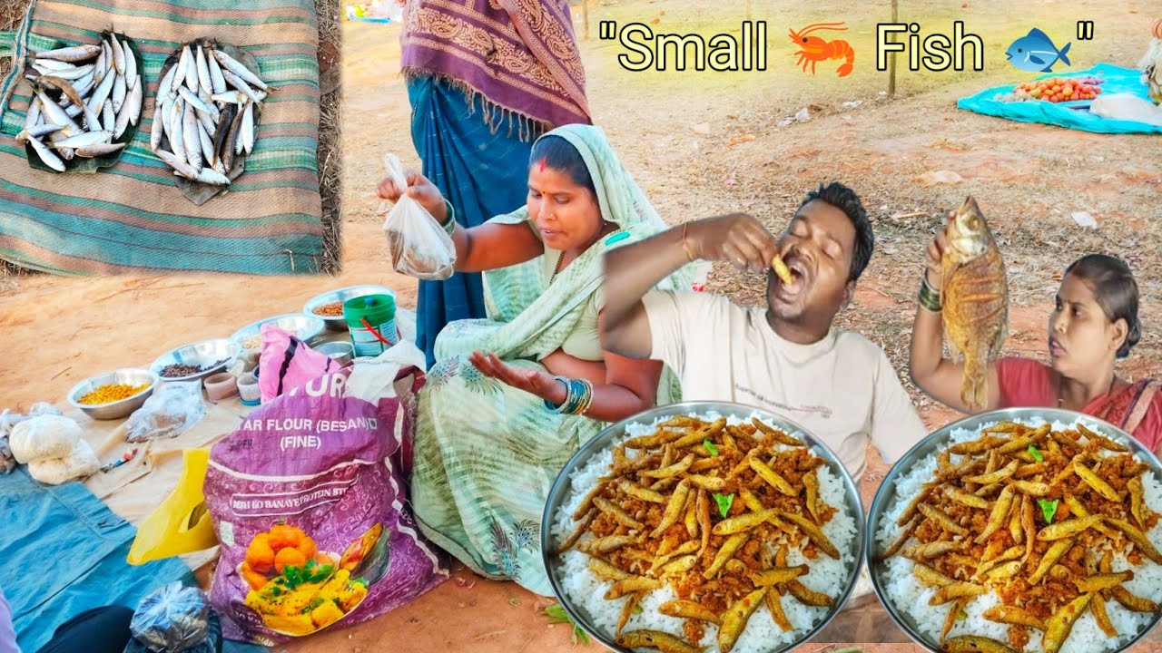Village Desi Small Fish Curry with Rice 🍚 | Very Tasty Cooking & Eating Show! 🐠Ramesh village eating