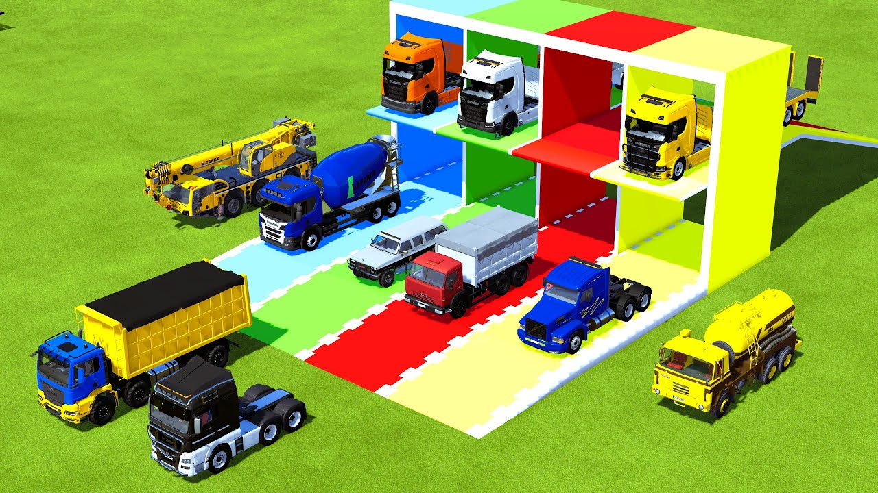 TRANSPORTING MILITARY TRUCK, FIRE TRUCK, FIRE DEPARTEMENT, FORD POLICE, AMBULANCE WITH TRUCKS ! FS22
