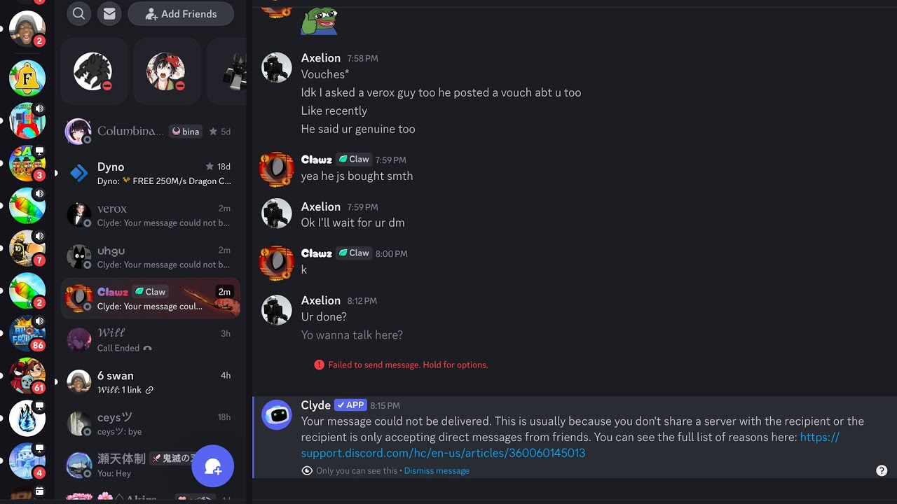 Claws a scammer on discord be ware 