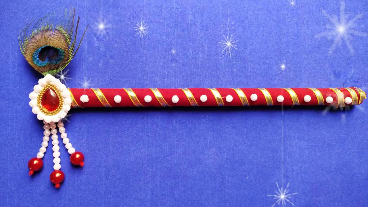 How to Make Flute/Murli/Bansuri For Krishna/ Bal Gopal/Laddu gopal/DIY Paper Bansuri/Flute.