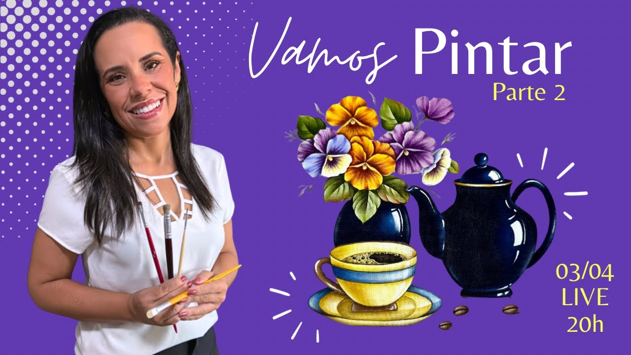 LIVE 2 - Pintando Bule Azul | Amor Perfeito e Café