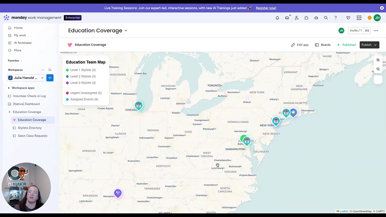 Built this custom map in monday.com… in under 10 minutes!