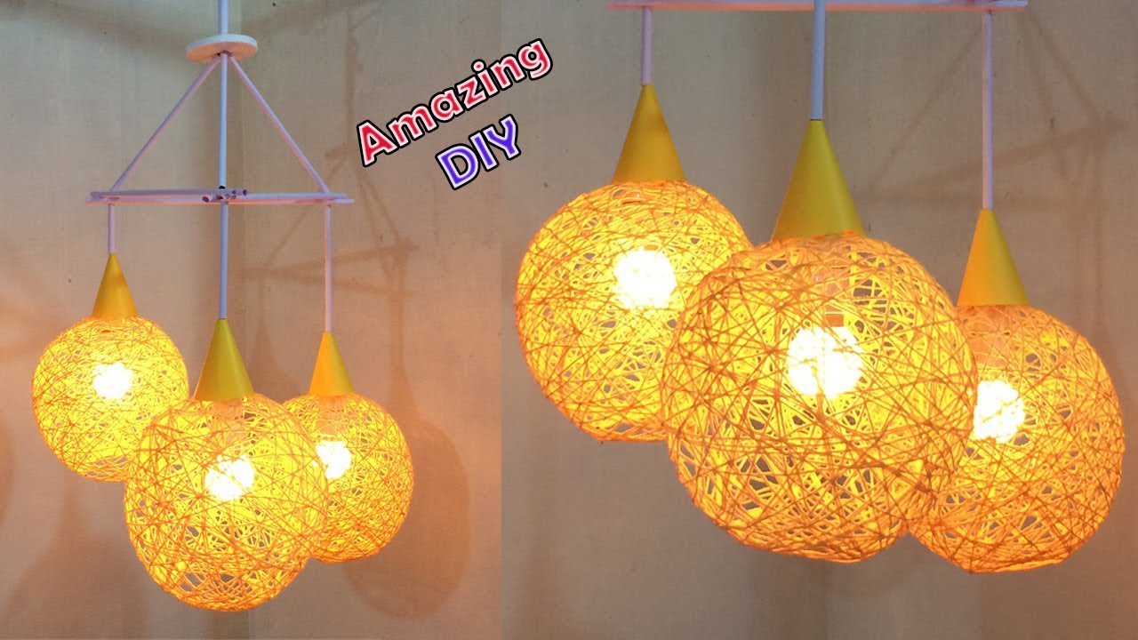 How to make a homemade wrapped balloon lampshade| Fancy light | Home Decor | Art and craft ideas