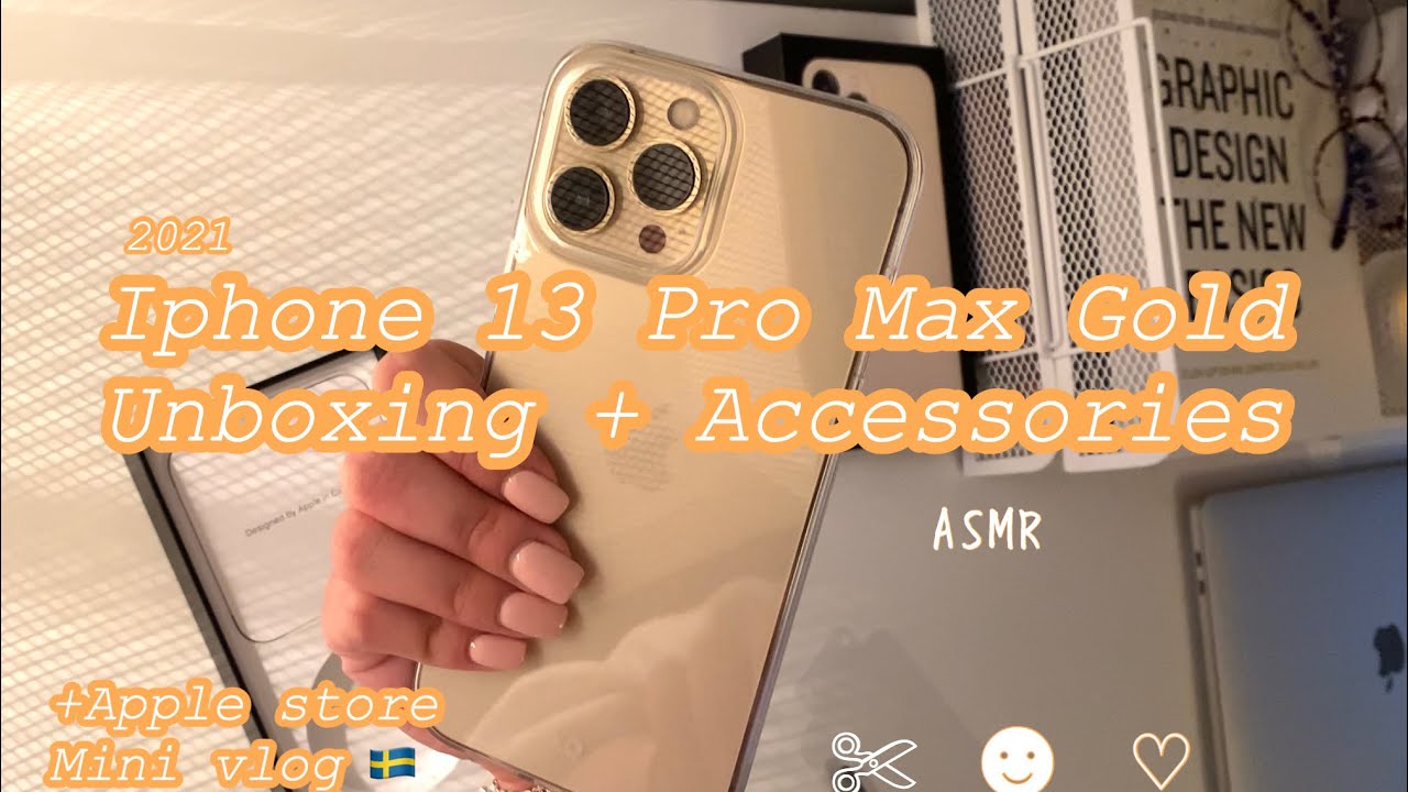 Unboxing Iphone 13 Pro Max Gold + 🍎 accessories ASMR, 2021