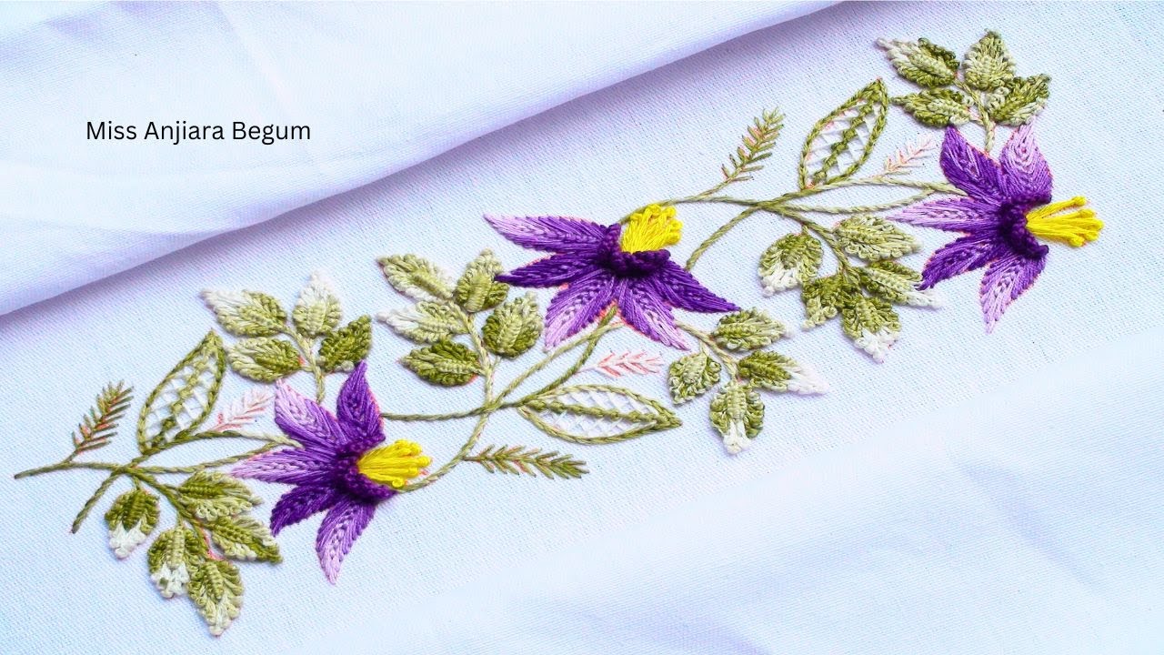Step-by-Step Tutorial: Hand Embroidery Purple Flower for Beginners