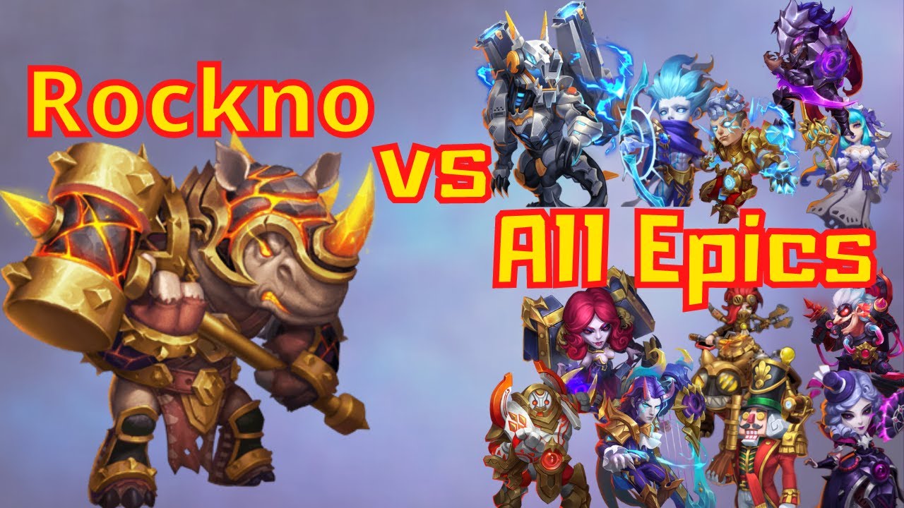 Rockno vs all Epic heroes ever released Castle Clash #ASG