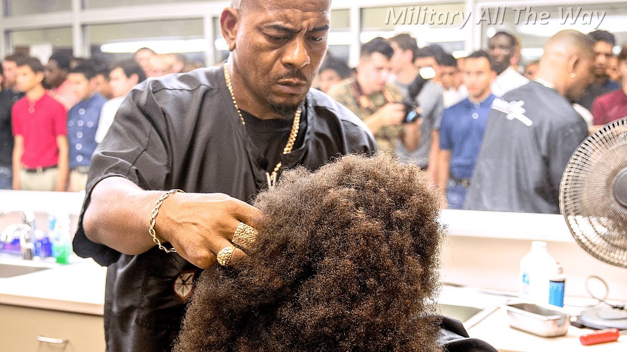 Military Haircuts. Marine Corps Recruits Initial Haircuts and Uniform Issue