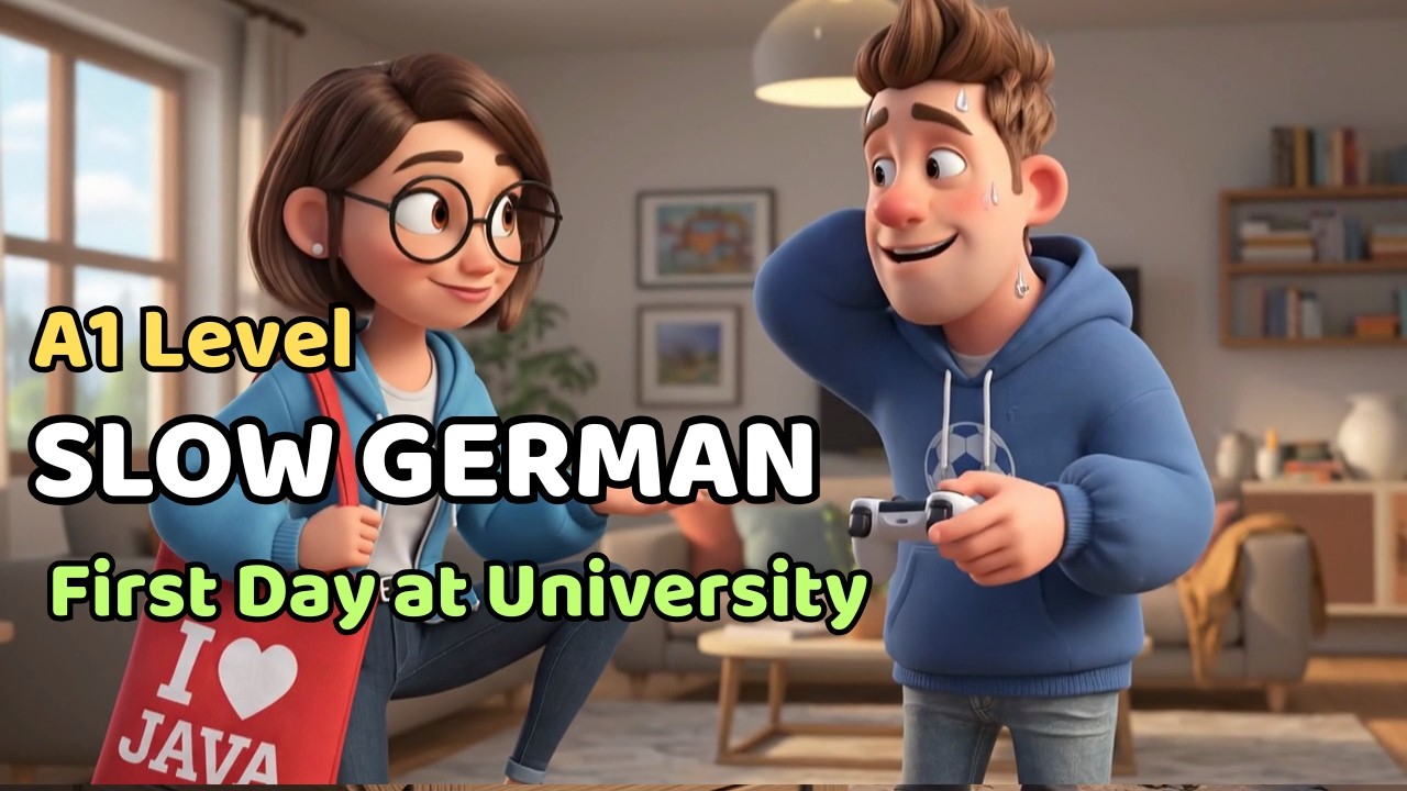 First Day at University: Finn Introduces Himself | Slow German Listening for Beginners (A1)