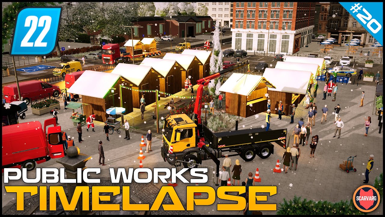 🚧 Building A Christmas Market In The Middle Of A City ⭐ FS22 City Public Works Timelapse