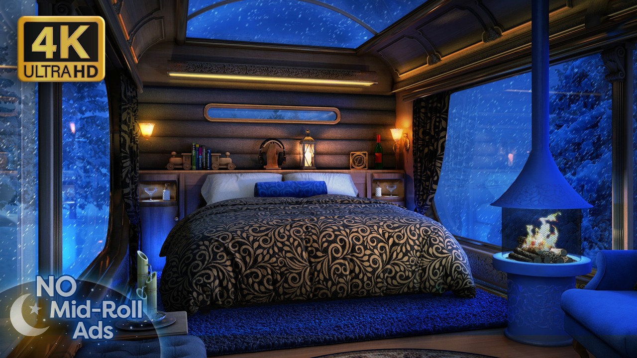 Soothing Snowy Train Ride - Sleep to the gentle motion of a train