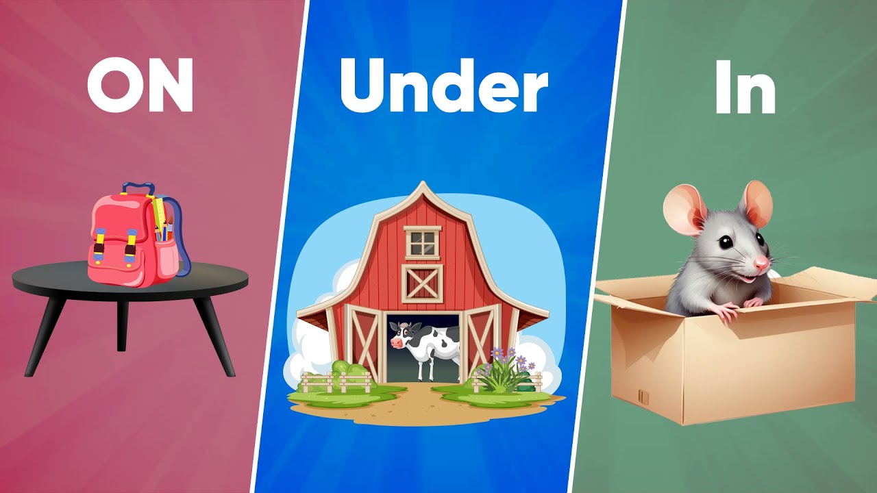 Learn On, In & Under | Prepositions for Kids | Fun Grammar Learning with Brainmate