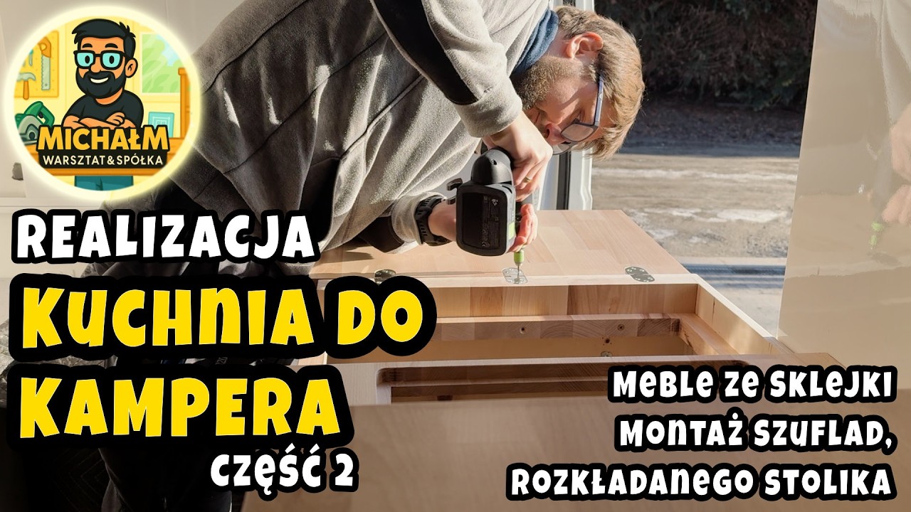 CZĘŚĆ 2 | Kuchnia do kampera ze sklejki z rozkładanym stolikiem z bukowego blatu