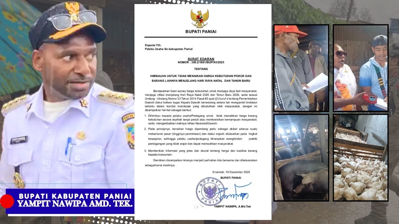 Jelang Nataru Harga Melonjak Naik, Bupati Paniai: Jangan Beratkan Masyarakat