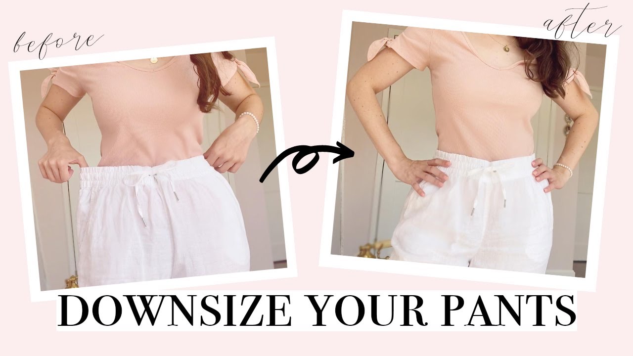FIX WAIST GAP IN PANTS // how to fix waist of pants, how to take in pants at waist, downsize pants