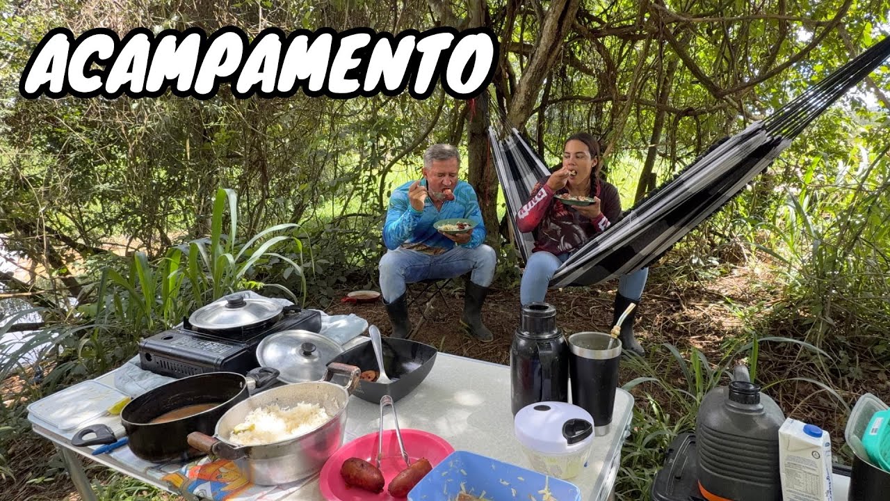 ACAMPAMENTO ⛺️ PESCARIA 🎣 e um almoço DELICIOSO 😋 na beira do rio.