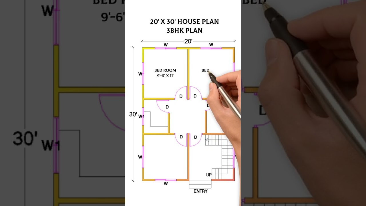 20x30 House Plan: 3BHK Design for Tiny Lots