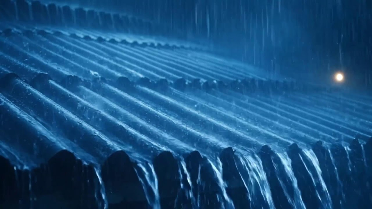 Heavy Rainstorm on the Roof at Night | Soothing Sounds for Deep Sleep