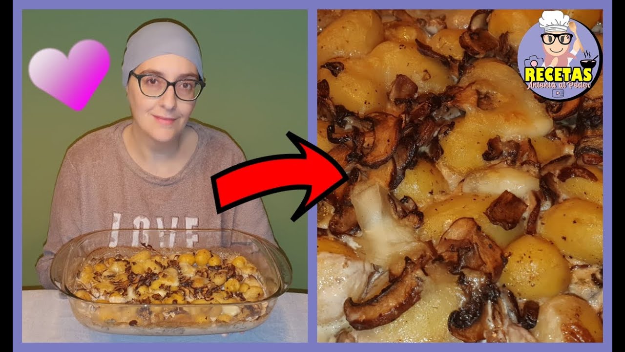 CHAMPIÑONES CON PATATAS AL HORNO!!! Fácil y Rico!
