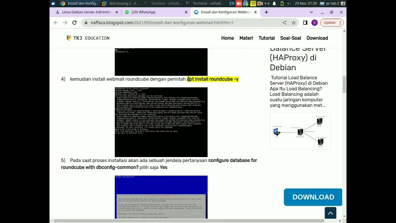 Konfigurasi Web Mail Server menggunakan Roundcube