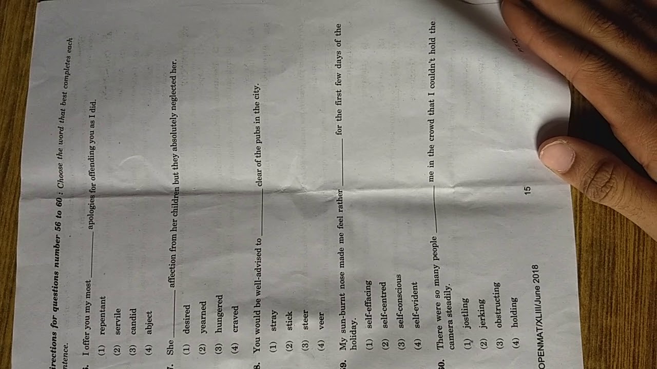 IGNOU OPENMAT JUNE 2018 question paper