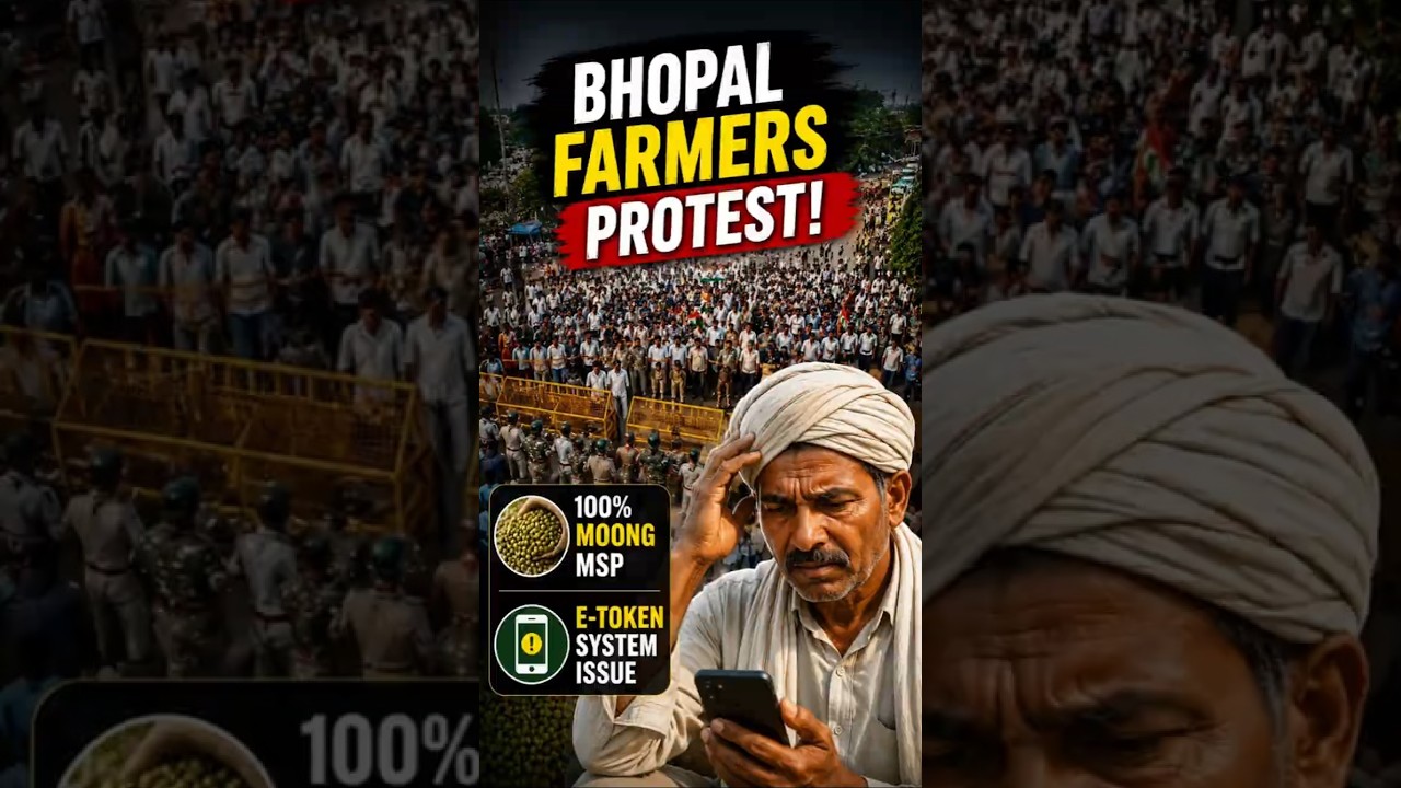 Bhopal Farmers Protest 😳 Uprising Over Moong MSP & E-Token System! #shorts