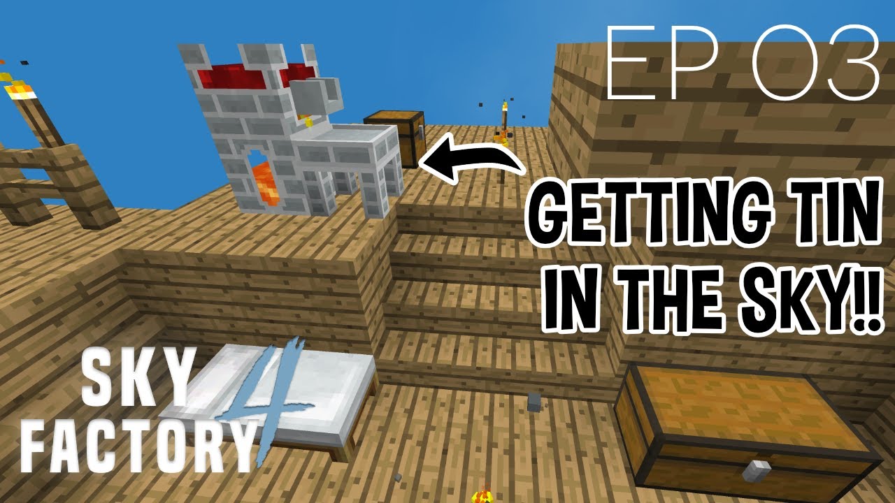 Getting our First Tin Sapling Coal, and Bed!!!! - Sky Factory 4 - Ep. 3