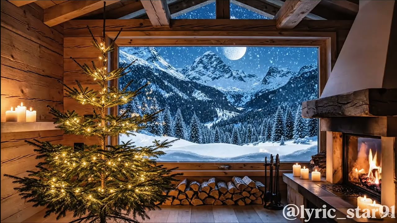 Snowy Winter Porch Coffee Shop Ambience ❄ Cozy Fireplace & Relaxing Winter Jazz Music for Study,Work