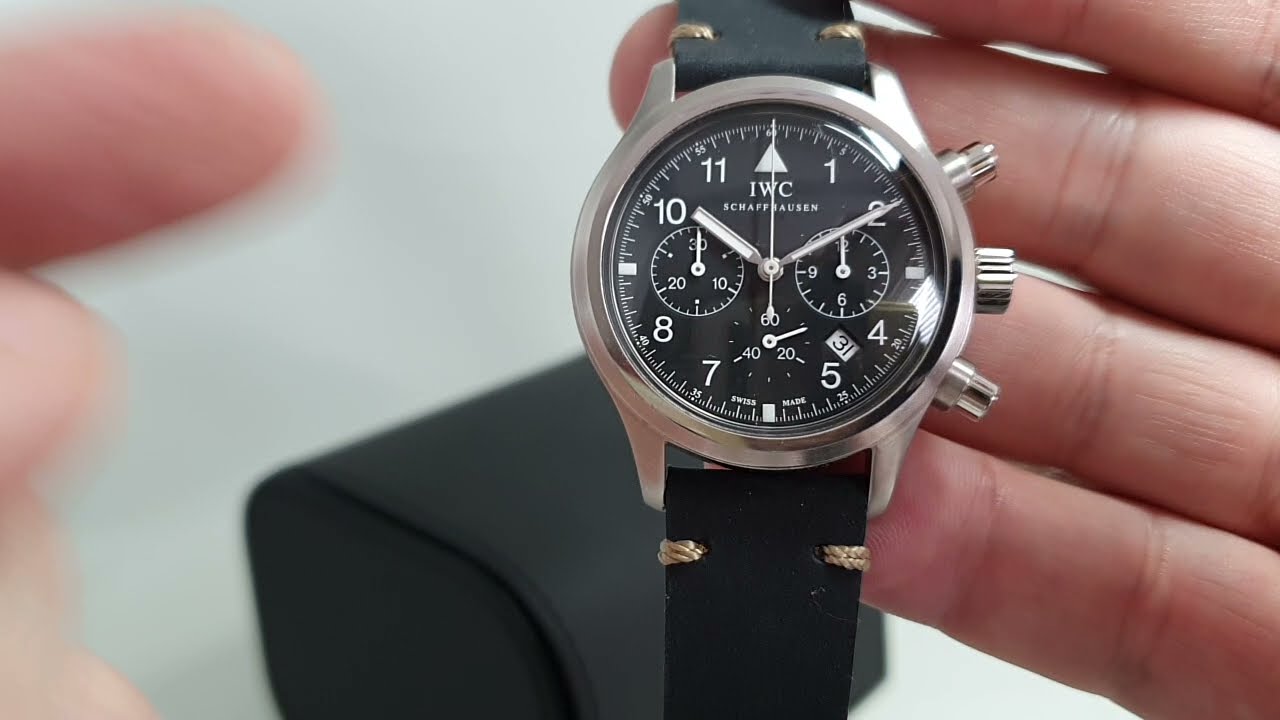 c1990 IWC Fliegerchronograph mechaquartz men's vintage watch. Model reference 3740