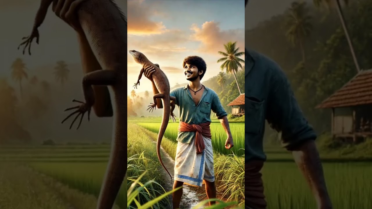 The Giant Lizard Attack on Villagers LizardAttack #MonsterInTheVillage #viral #usa #reels