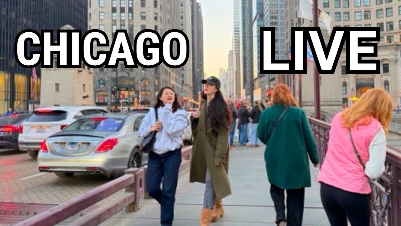 Chicago LIVE Lively Downtown Walk On Sunday (February 15, 2025) No Talk City Sounds °F43