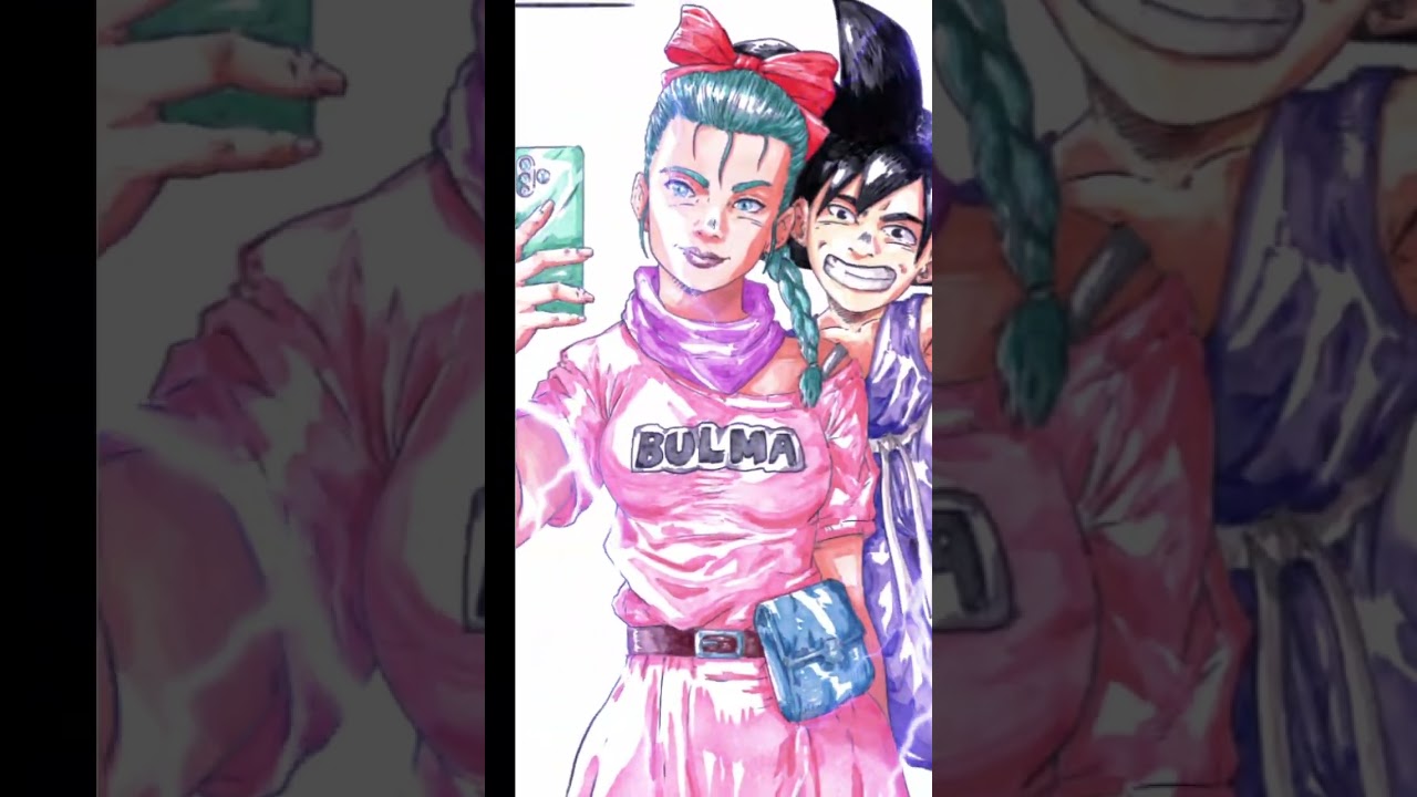 Goku e Bulma watercolor in Krita– 12 Step Art Process #krita #dragonball #watercolor #goku #bulma