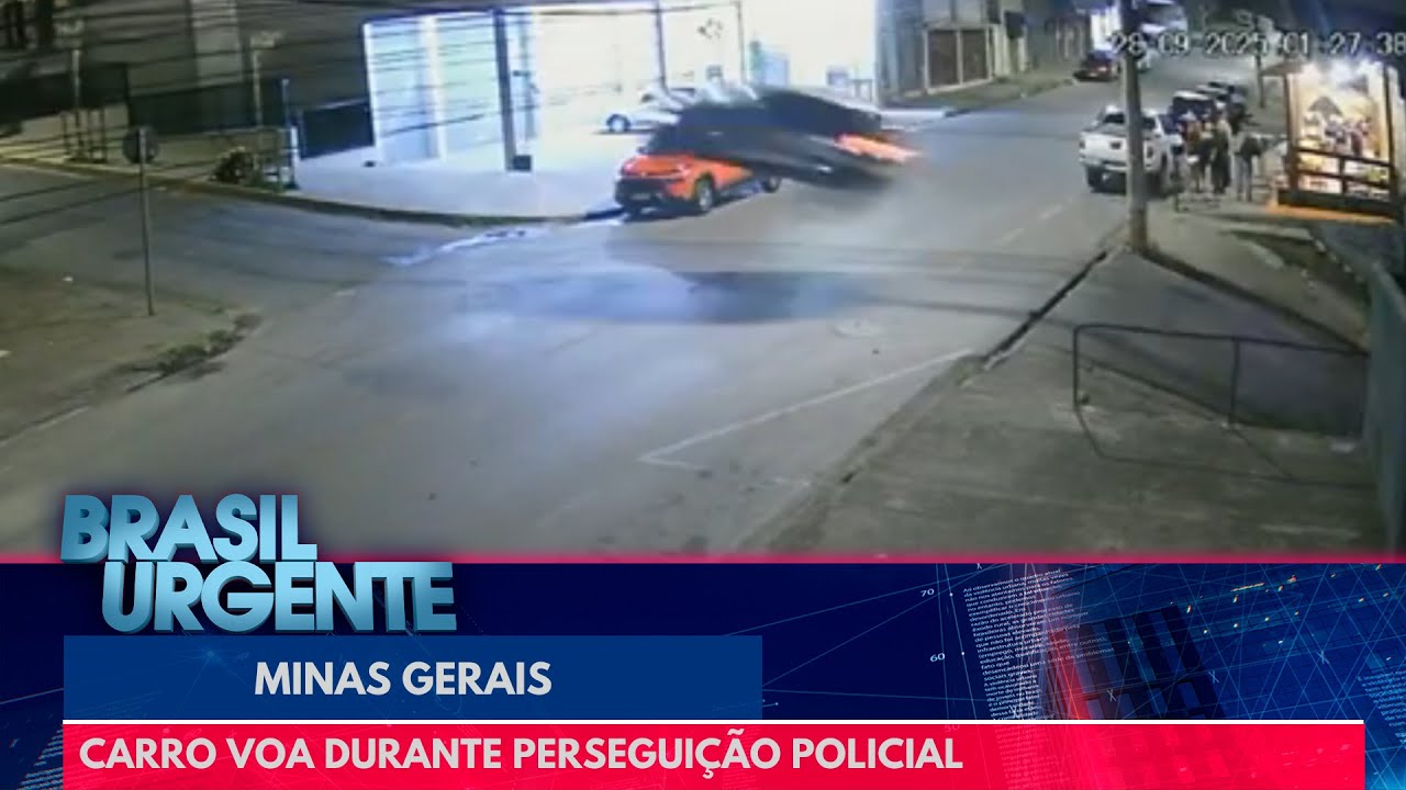 Carro voa durante persegui&ccedil;&atilde;o policial em Minas Gerais | Brasil Urgente