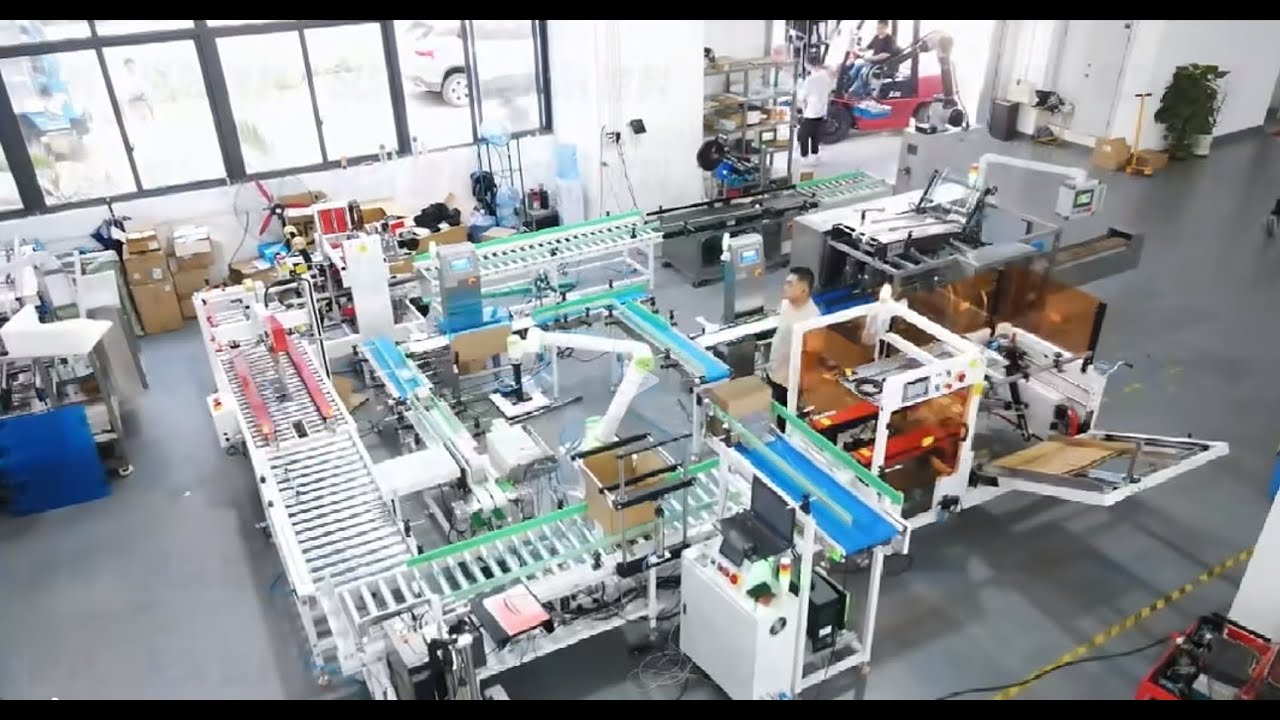 Automatic Box Cartoning Palletizing Robot Packing Line | Box Carton Palletizer End-of -line