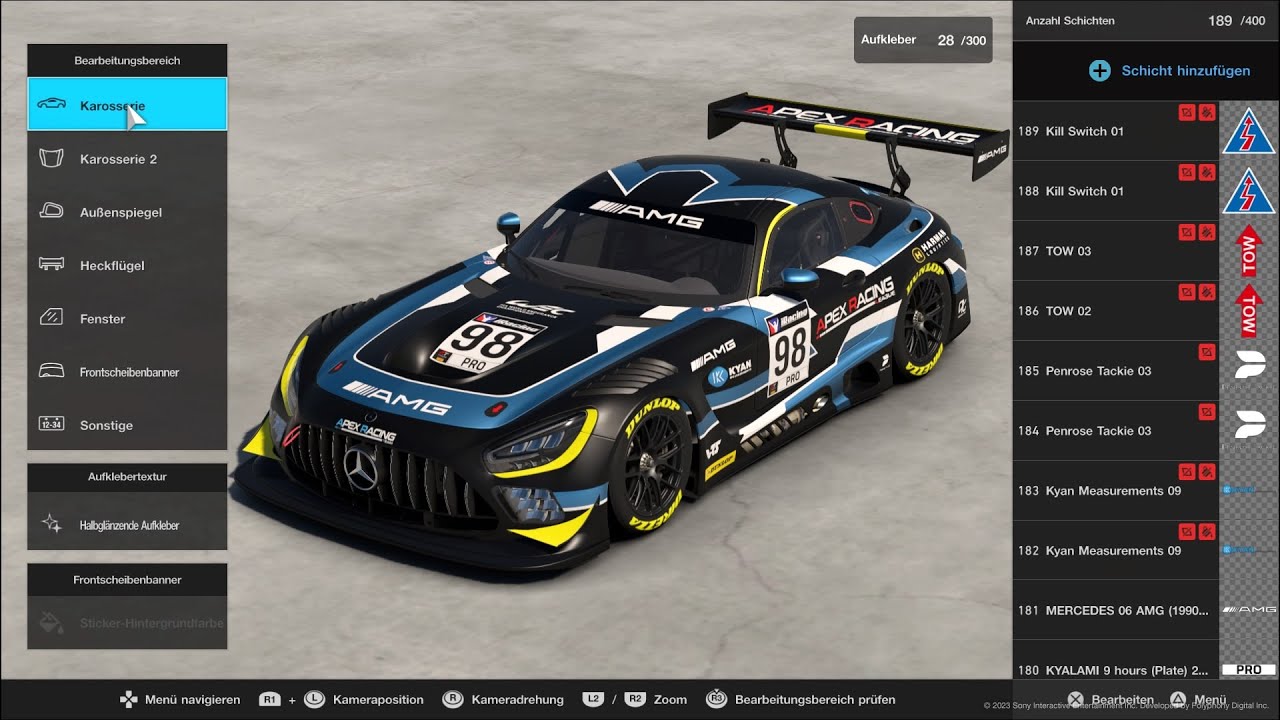 PTDesigns - Apex Racing - Mercedes AMG GT3 - Gran Turismo 7 - Livery Editor
