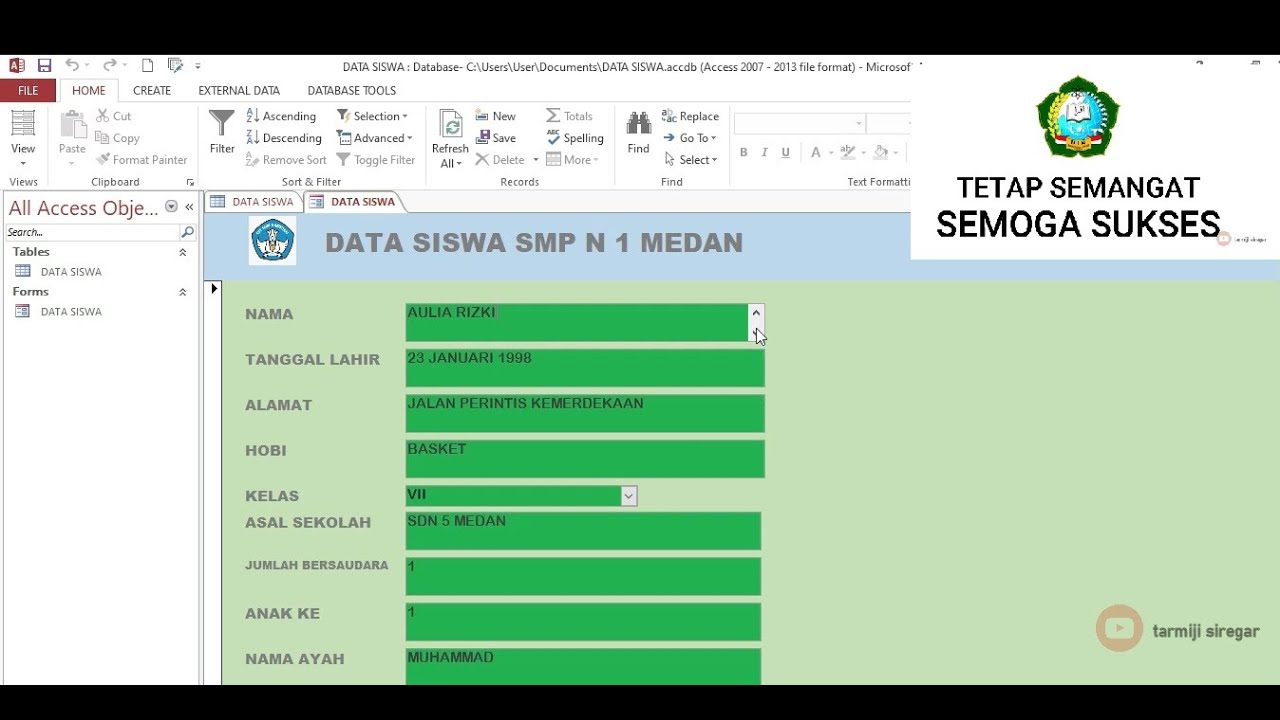 TUTORIAL MEMBUAT DATA SISWA MENGGUNAKAN MICROSOFT ACCESS (2007,2010,2013,2016,2019)