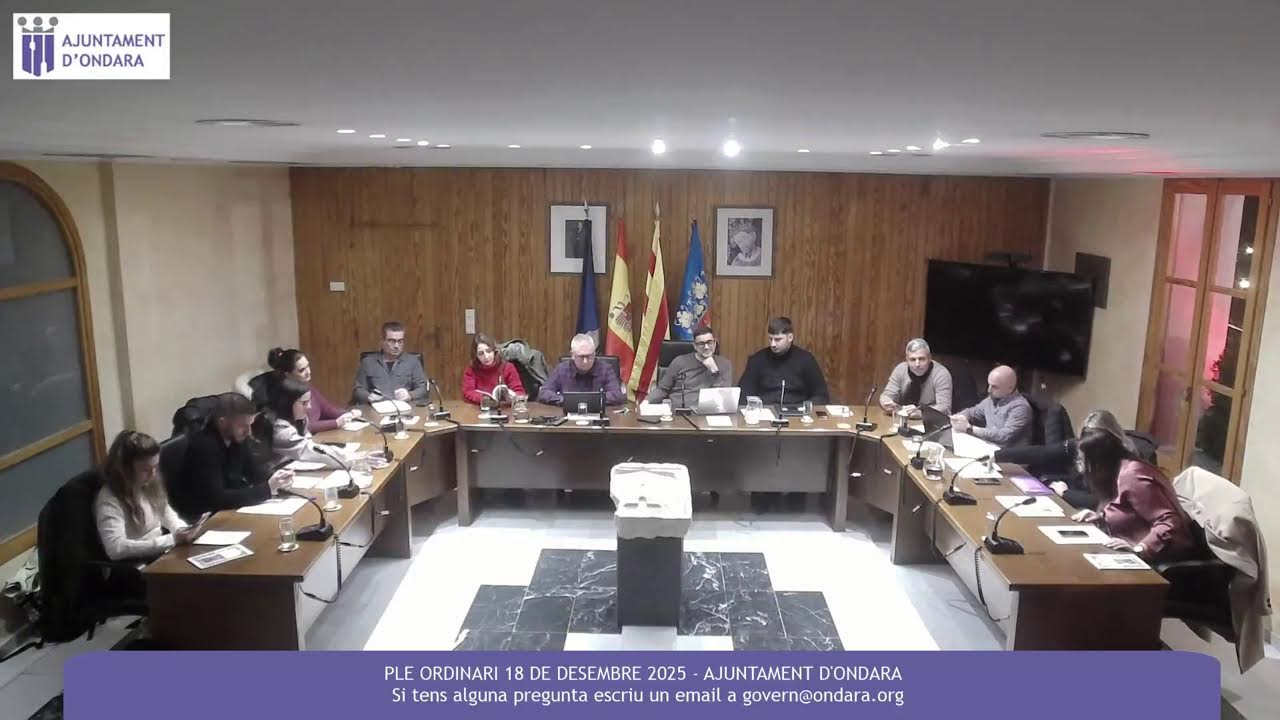 PLE ORDINARI 18 DE DESEMBRE DE 2025 - AJUNTAMENT D'ONDARA