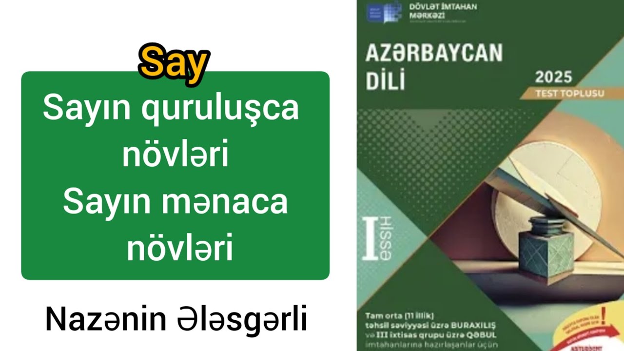 SAY. SAYIN QURULUŞCA NÖVLƏRİ, SAYIN MƏNACA NÖVLƏRİ - Azərbaycan dili #testtoplusu 2025