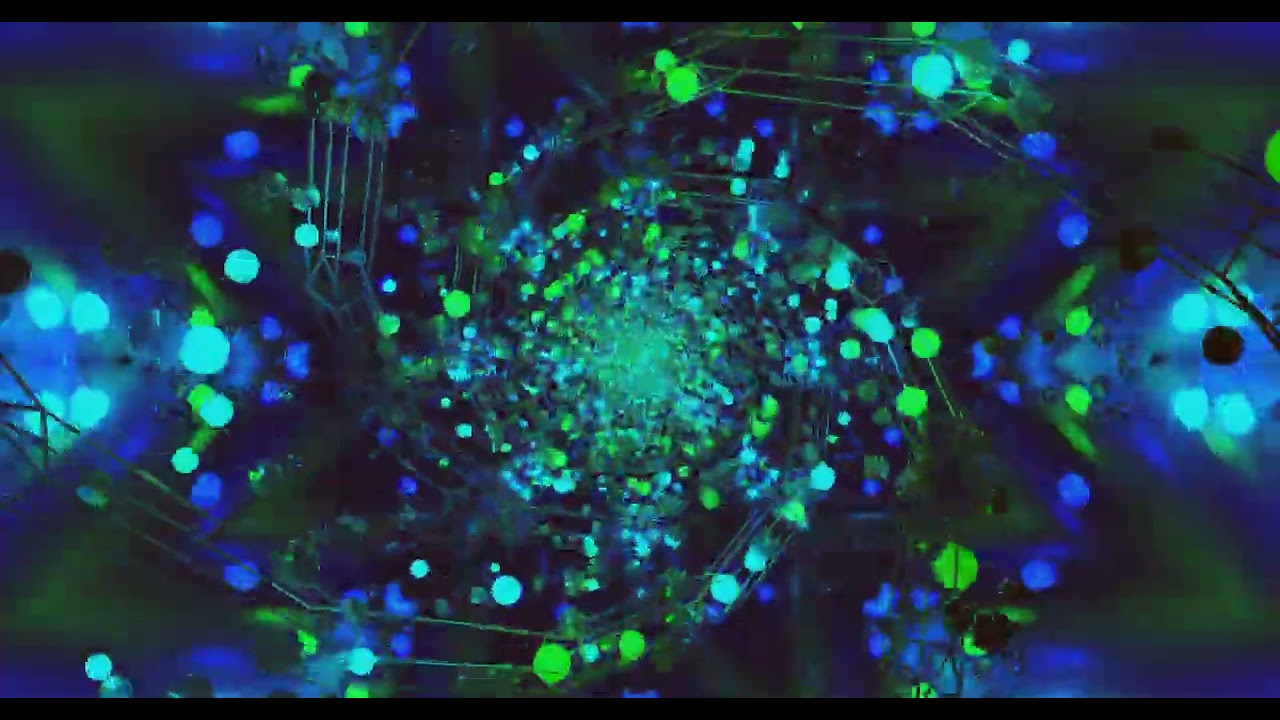 10 hours Neon Tunnel Green Blue Orbs Screensaver 4K UHD 60fps VJ Loop